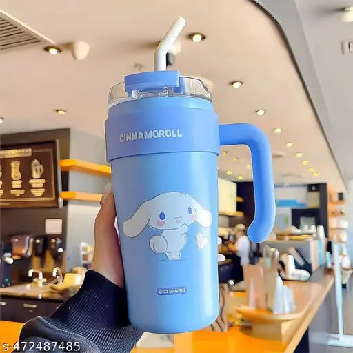 860ml Stainless Steel Tumbler with Handle, Dual Lid, Drinking Straw For Vacuum Insulated Cup For Fits Car Cup Holders Leak Proof Hot and Cold Tumbler for Office, Sport, Travel, Home